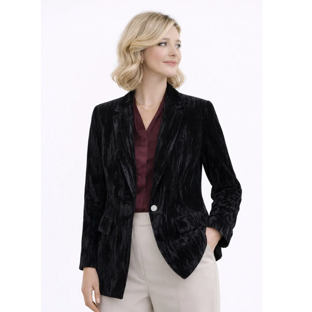 Women’s “Blake” Long Sleeve Velvet Blazer – The Drop – Black – Size XS – NWT